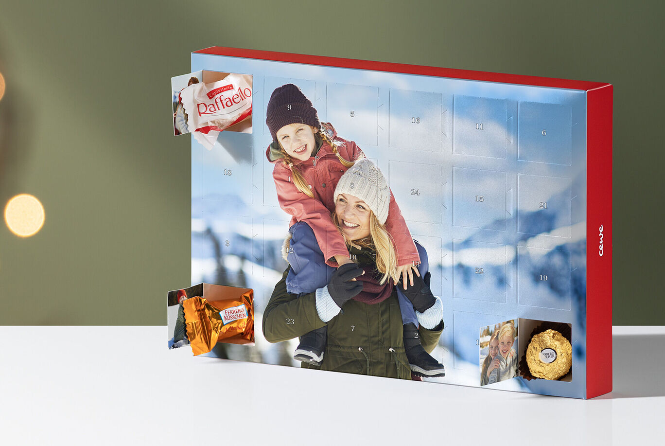 Advent calendar with chocolates and cookies, joy when sharing.