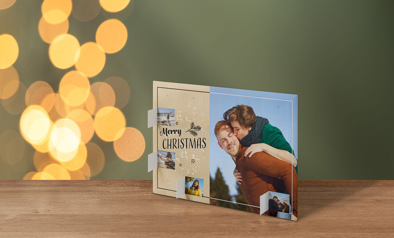Personalised advent calendar with small photos behind each door